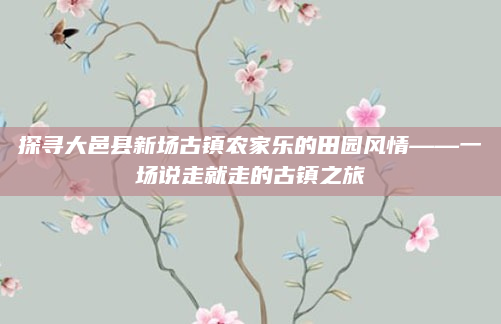 探寻大邑县新场古镇农家乐的田园风情——一场说走就走的古镇之旅