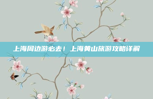 上海周边游必去!上海黄山旅游攻略详解
