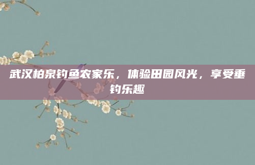 武汉柏泉钓鱼农家乐,体验田园风光,享受垂钓乐趣