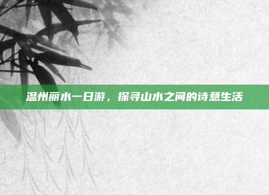 温州丽水一日游,探寻山水之间的诗意生活