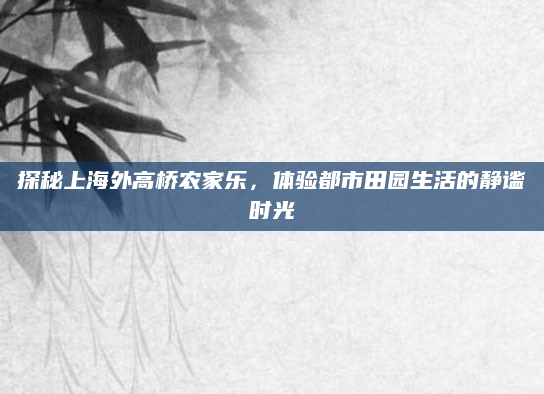 探秘上海外高桥农家乐,体验都市田园生活的静谧时光