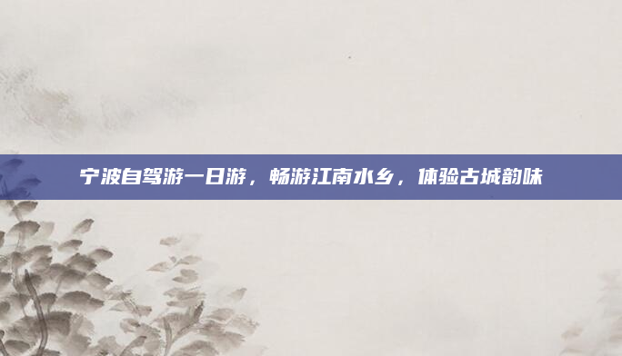 宁波自驾游一日游，畅游江南水乡，体验古城韵味