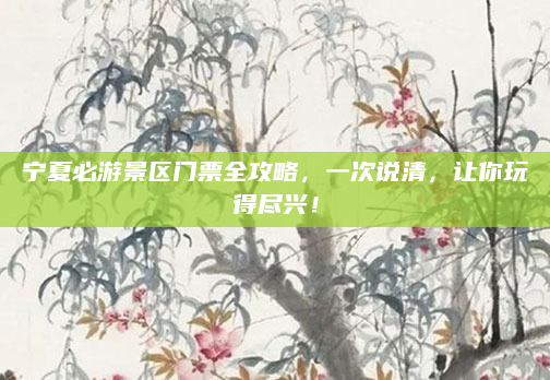 宁夏必游景区门票全攻略,一次说清,让你玩得尽兴!