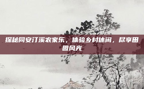 探秘同安汀溪农家乐,体验乡村休闲,尽享田园风光