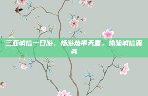 三亚诚信一日游,畅游热带天堂,体验诚信服务
