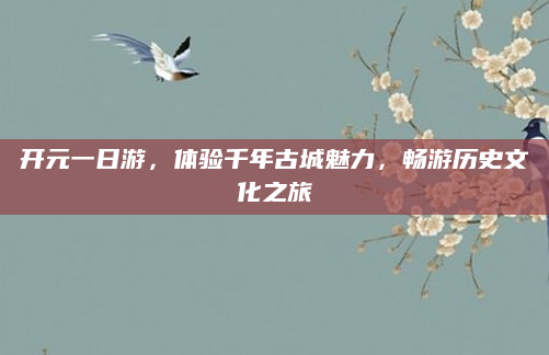 开元一日游,体验千年古城魅力,畅游历史文化之旅