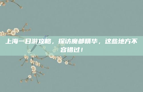 上海一日游攻略,探访魔都精华,这些地方不容错过!