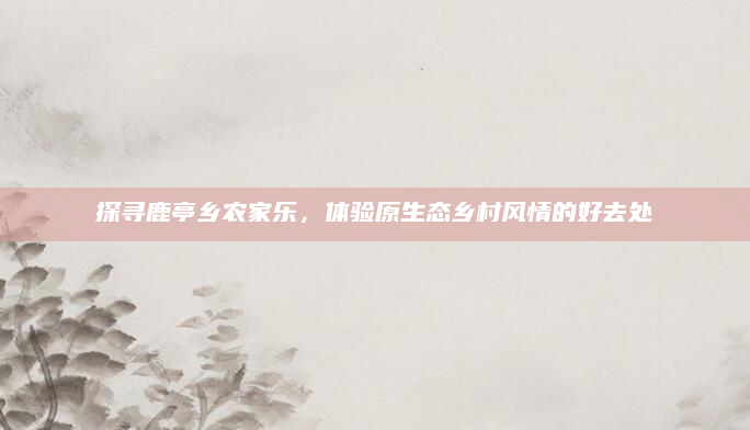 探寻鹿亭乡农家乐,体验原生态乡村风情的好去处