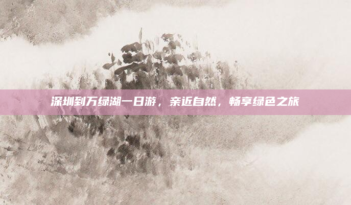 深圳到万绿湖一日游,亲近自然,畅享绿色之旅