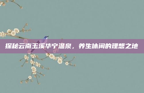 探秘云南玉溪华宁温泉,养生休闲的理想之地