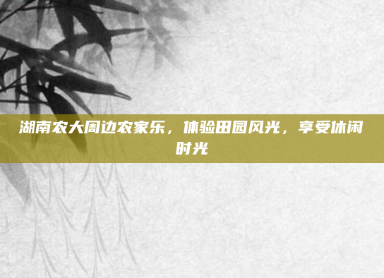 湖南农大周边农家乐,体验田园风光,享受休闲时光