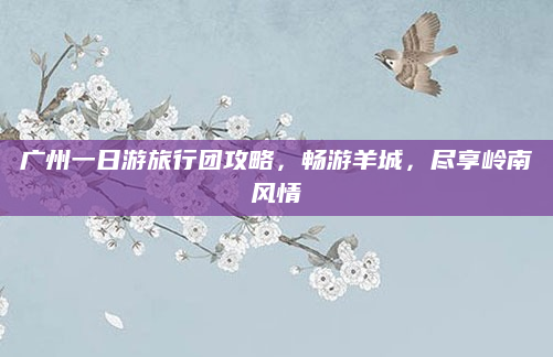 广州一日游旅行团攻略，畅游羊城，尽享岭南风情
