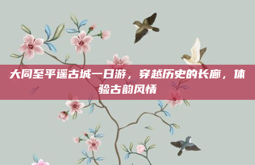 大同至平遥古城一日游,穿越历史的长廊,体验古韵风情