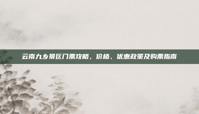 云南九乡景区门票攻略,价格、优惠政策及购票指南