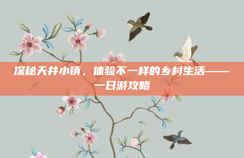 探秘天井小镇,体验不一样的乡村生活——一日游攻略
