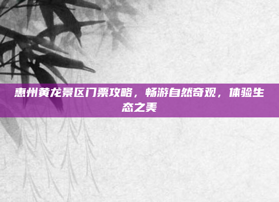 惠州黄龙景区门票攻略，畅游自然奇观，体验生态之美