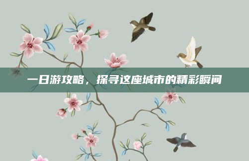 一日游攻略,探寻这座城市的精彩瞬间
