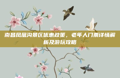 南昌凤凰沟景区优惠政策,老年人门票详情解析及游玩攻略