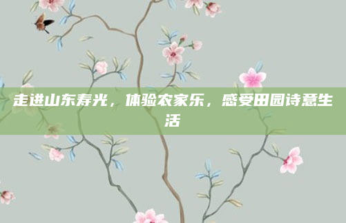 走进山东寿光,体验农家乐,感受田园诗意生活