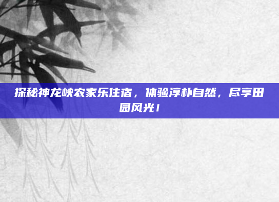探秘神龙峡农家乐住宿,体验淳朴自然,尽享田园风光!