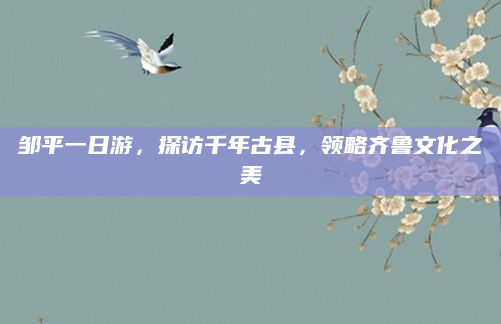 邹平一日游，探访千年古县，领略齐鲁文化之美
