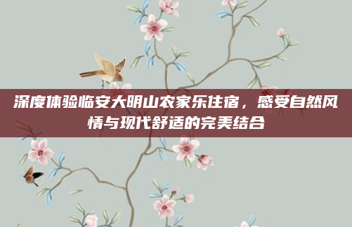深度体验临安大明山农家乐住宿，感受自然风情与现代舒适的完美结合