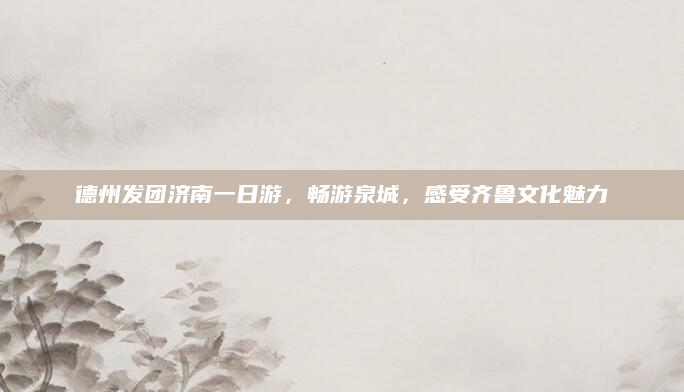 德州发团济南一日游，畅游泉城，感受齐鲁文化魅力