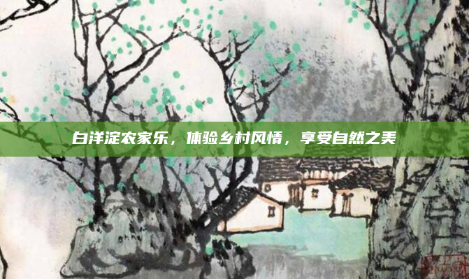 白洋淀农家乐,体验乡村风情,享受自然之美