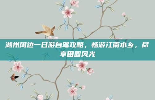 湖州周边一日游自驾攻略,畅游江南水乡,尽享田园风光