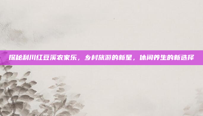 探秘利川红豆溪农家乐,乡村旅游的新星,休闲养生的新选择