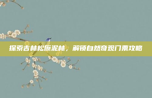 探索吉林松原泥林,解锁自然奇观门票攻略