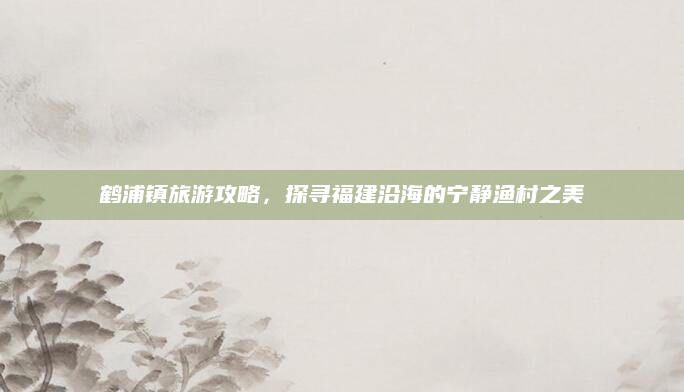 鹤浦镇旅游攻略,探寻福建沿海的宁静渔村之美