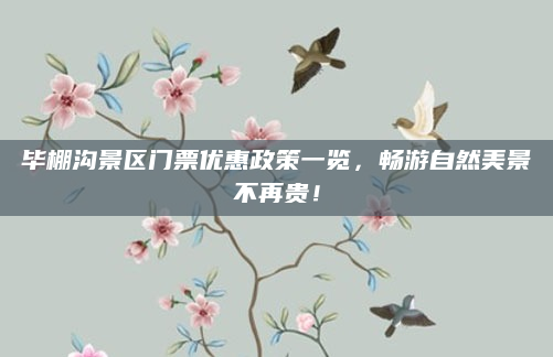 毕棚沟景区门票优惠政策一览,畅游自然美景不再贵!