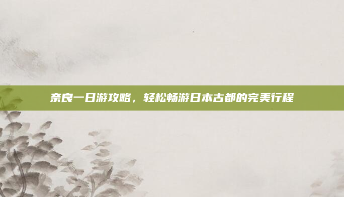 奈良一日游攻略,轻松畅游日本古都的完美行程