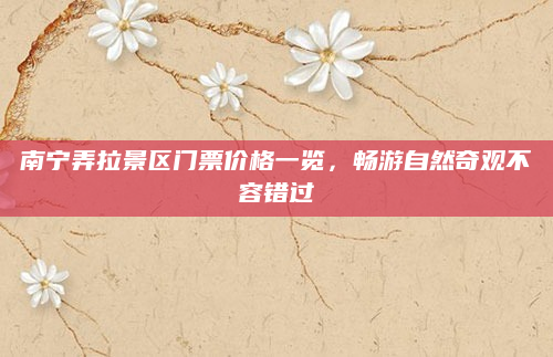 南宁弄拉景区门票价格一览，畅游自然奇观不容错过