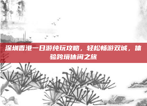 深圳香港一日游纯玩攻略，轻松畅游双城，体验跨境休闲之旅