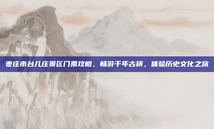 枣庄市台儿庄景区门票攻略,畅游千年古镇,体验历史文化之旅