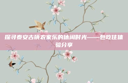探寻泰安古镇农家乐的休闲时光——包吃住体验分享