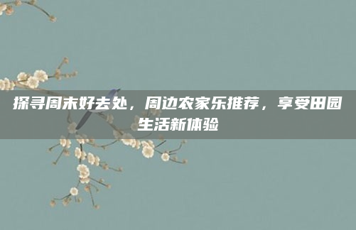 探寻周末好去处，周边农家乐推荐，享受田园生活新体验