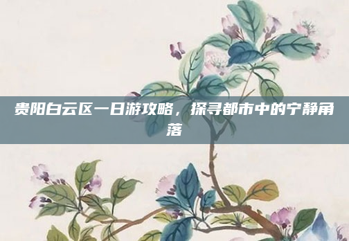 贵阳白云区一日游攻略,探寻都市中的宁静角落