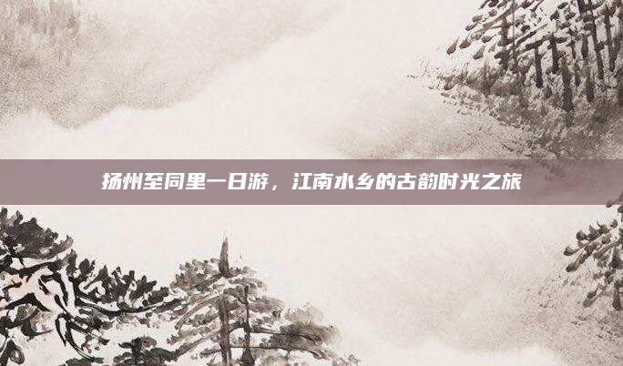 扬州至同里一日游，江南水乡的古韵时光之旅