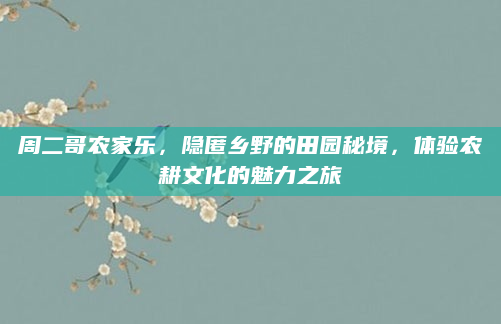 周二哥农家乐,隐匿乡野的田园秘境,体验农耕文化的魅力之旅