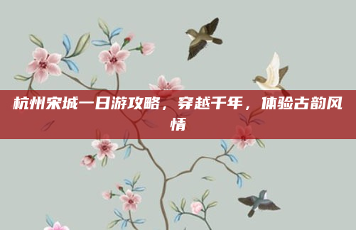 杭州宋城一日游攻略,穿越千年,体验古韵风情