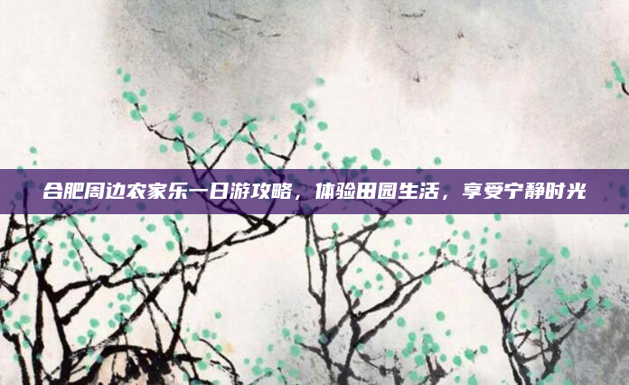 合肥周边农家乐一日游攻略,体验田园生活,享受宁静时光