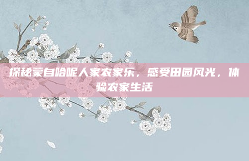 探秘蒙自哈呢人家农家乐,感受田园风光,体验农家生活
