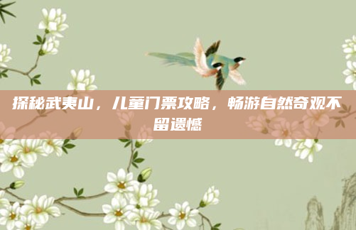 探秘武夷山,儿童门票攻略,畅游自然奇观不留遗憾