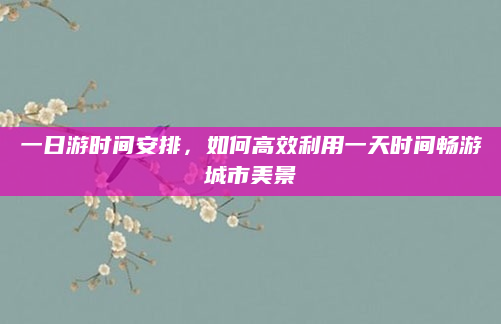 一日游时间安排,如何高效利用一天时间畅游城市美景