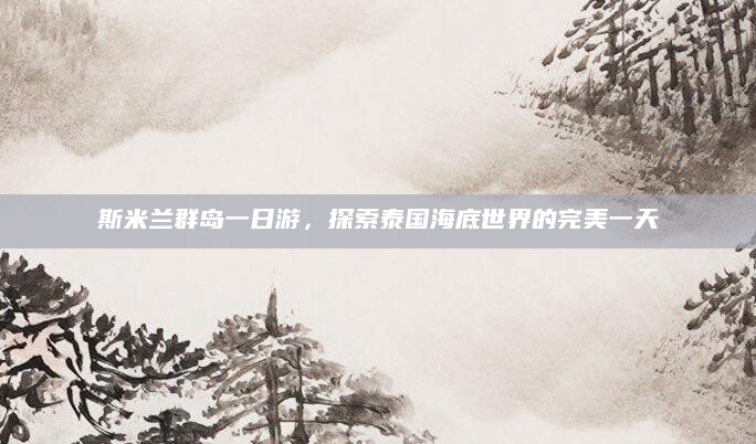 斯米兰群岛一日游，探索泰国海底世界的完美一天