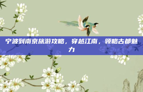 宁波到南京旅游攻略，穿越江南，领略古都魅力