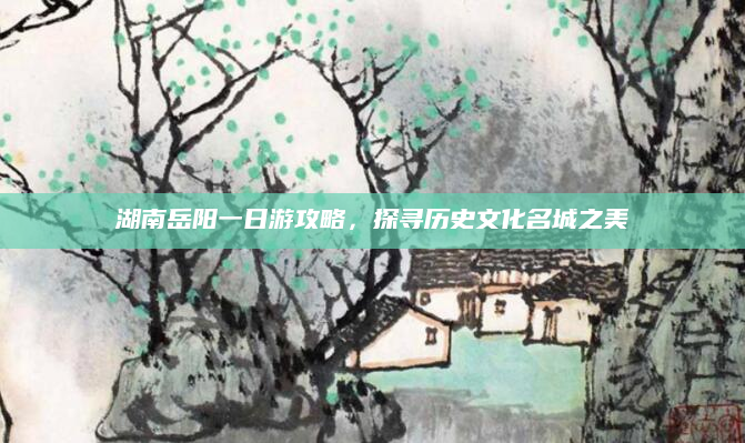 湖南岳阳一日游攻略,探寻历史文化名城之美
